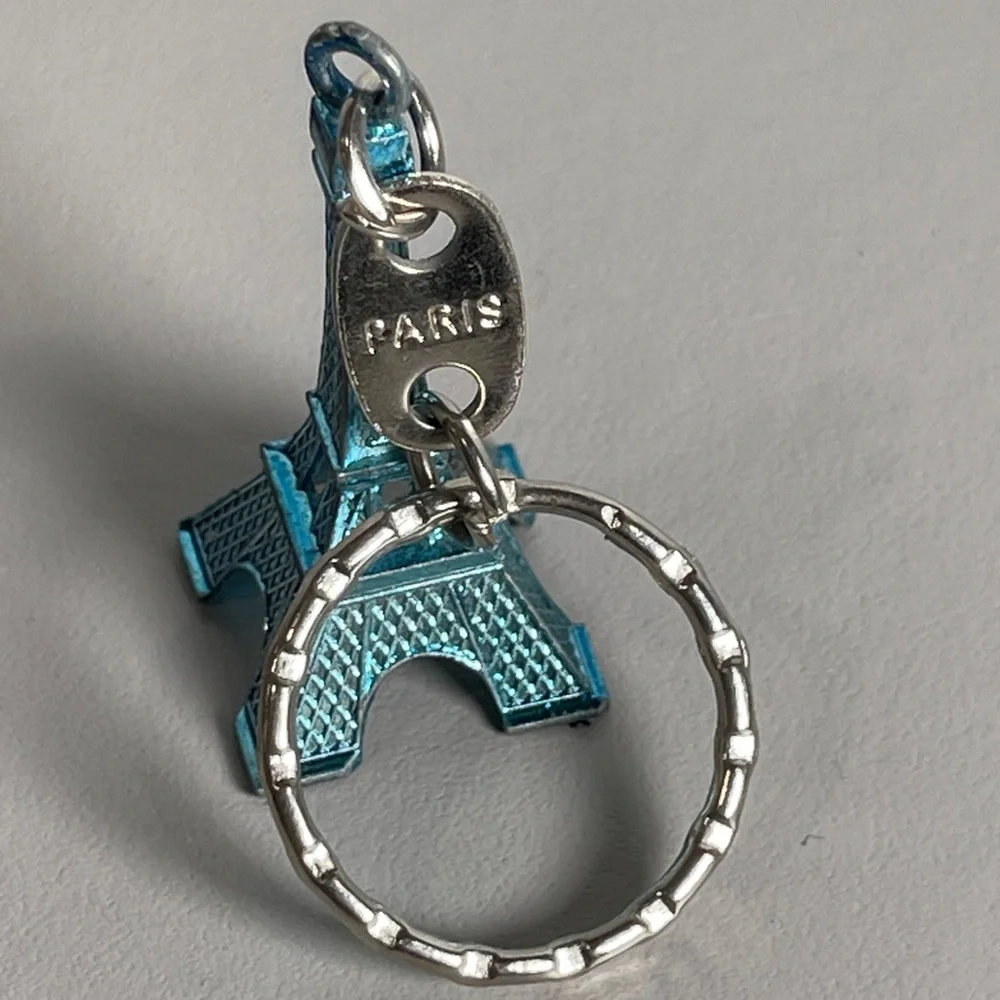 *Eiffel Tower Blue Metal Paris Key Chain